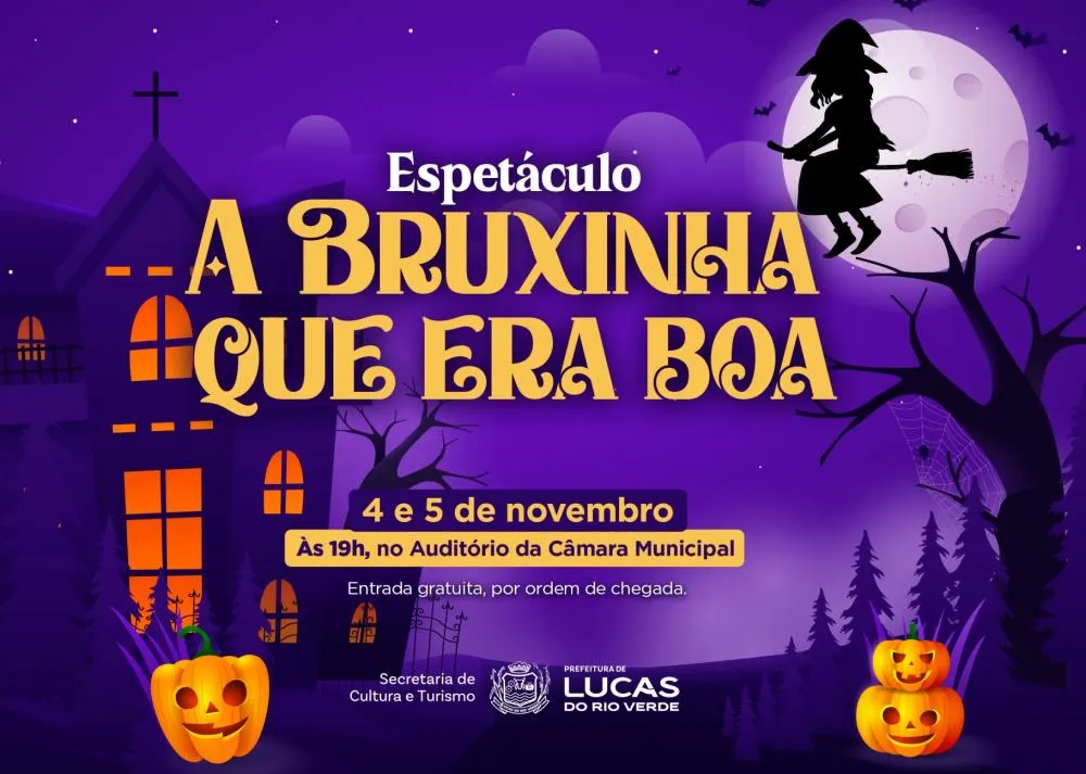 Cultura apresenta o espetáculo “A Bruxinha que Era Boa” nos dias 4 e 5 de novembro