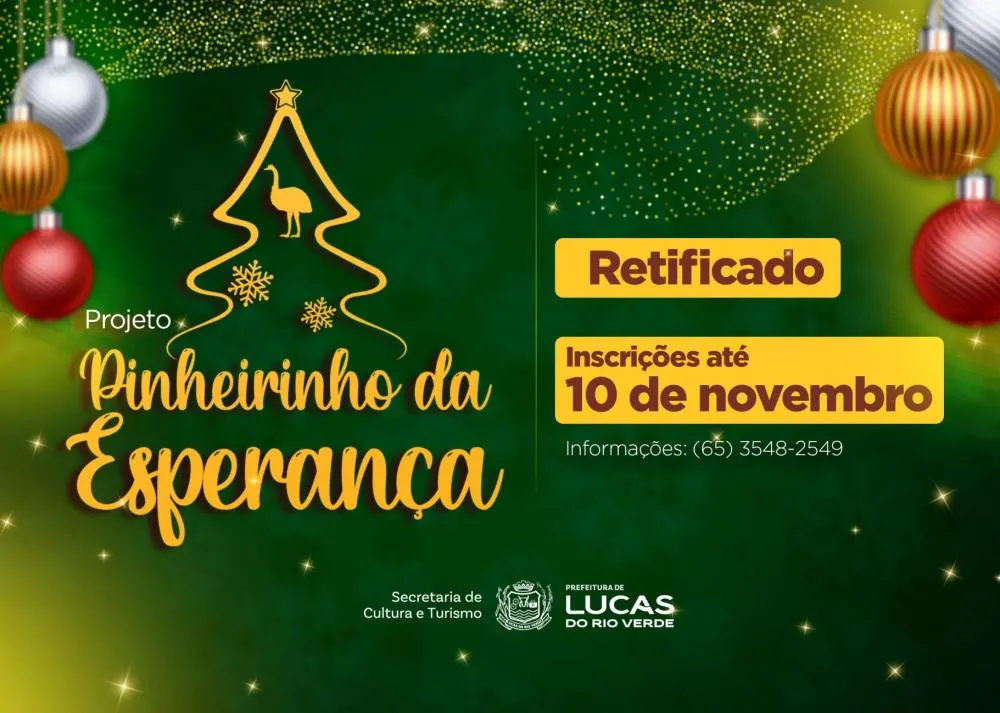 Prazo de inscrições do concurso Pinheirinho da Esperança é prorrogado até 10 de novembro