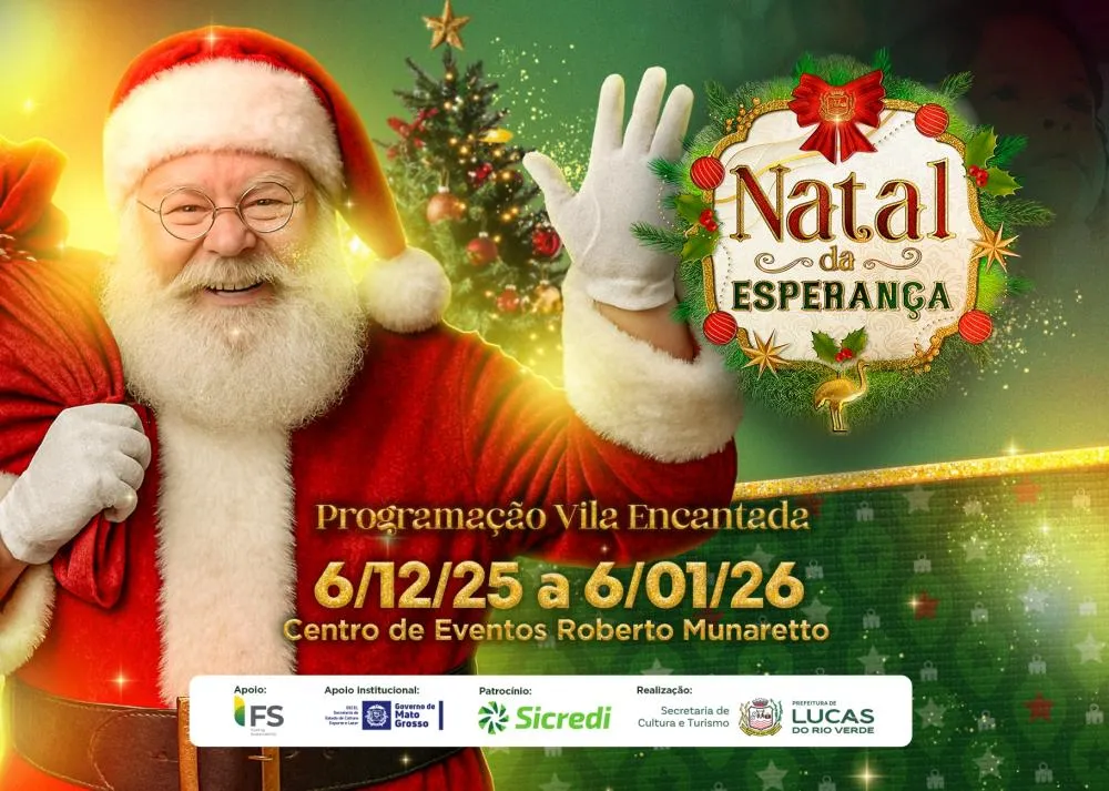 Abertura do Natal da Esperança 2025 será neste sábado (6) no Centro de Eventos Roberto Munaretto