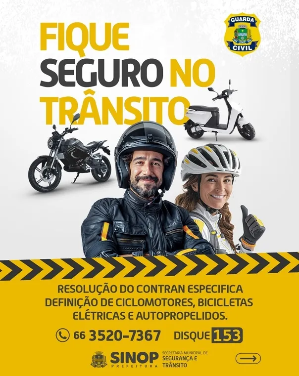 Prefeitura de Sinop alerta condutores sobre novas definições de veículos e permissões para dirigir