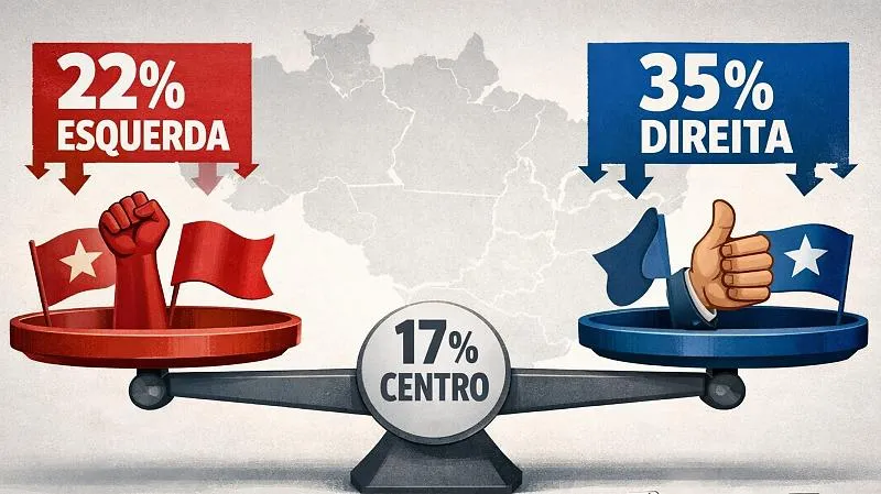 35% se dizem de direita e 22%, de esquerda