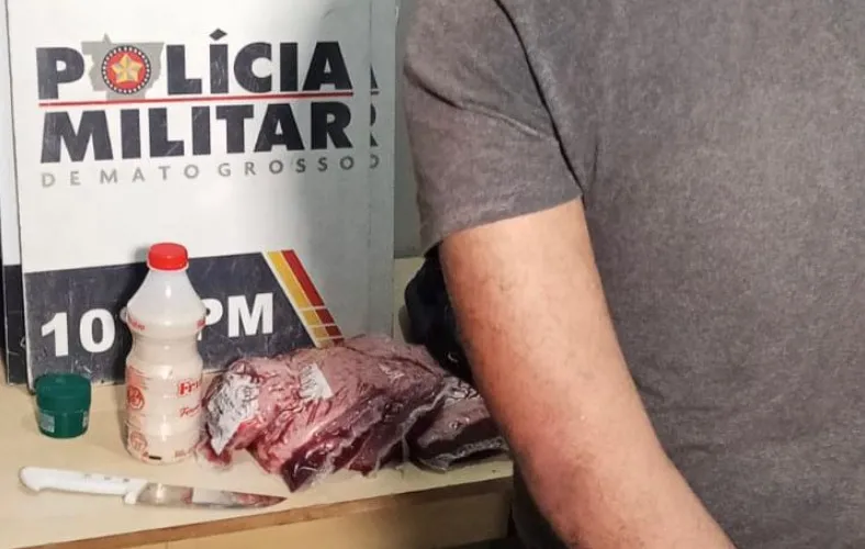 Homem é preso por roubo de picanha na Avenida do CPA, em Cuiabá