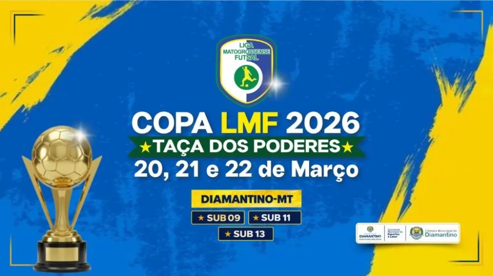 Diamantino sedia etapa regional da Copa LMF 2026 Taça dos Poderes de Futsal