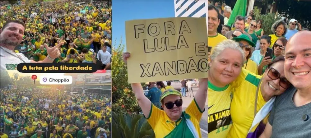 Membros da direita vão às ruas em Cuiabá para pedir anistia a Bolsonaro
